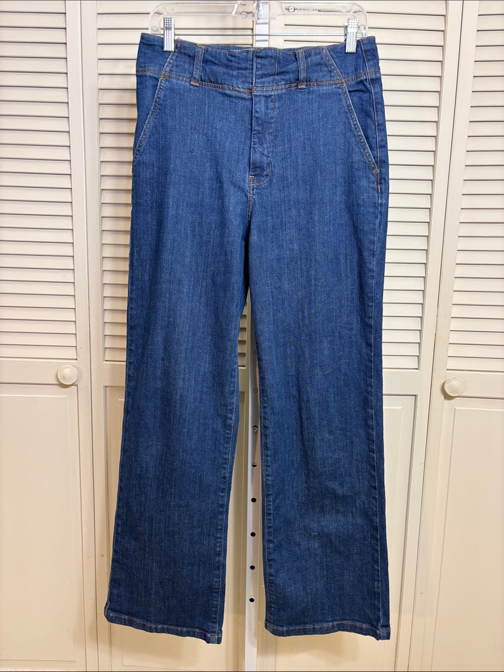Pilcro Women's Trouser Style Wide-Leg Jeans in Blue Size 30